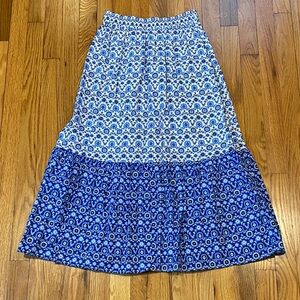 Loft Blue Floral Cotton Maxi Skirt
